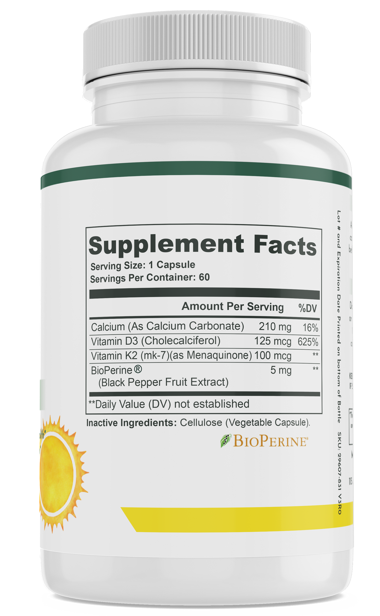 supplement bottle showing supplement facts for k2 and d3 benefits 